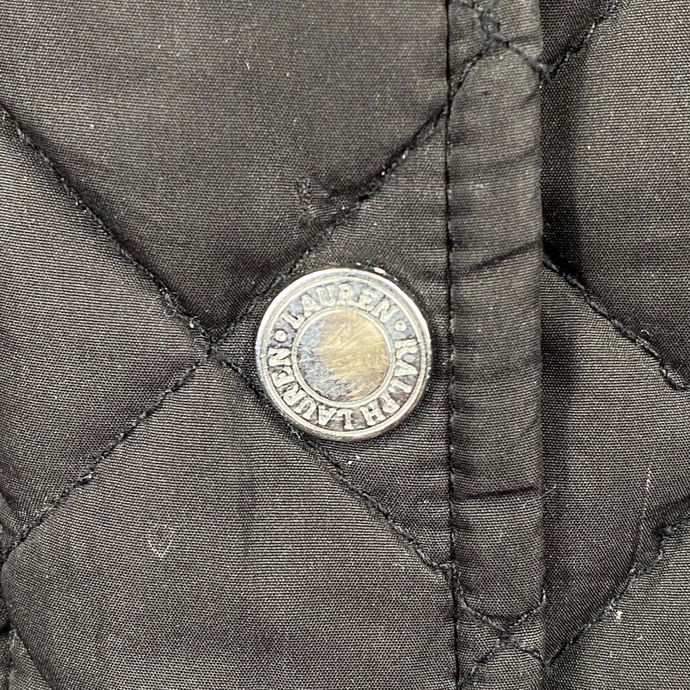 Lauren Ralph Lauren Quilted Jacket Women Size S Black Faux Leather Trim Snap - Picture 9 of 14